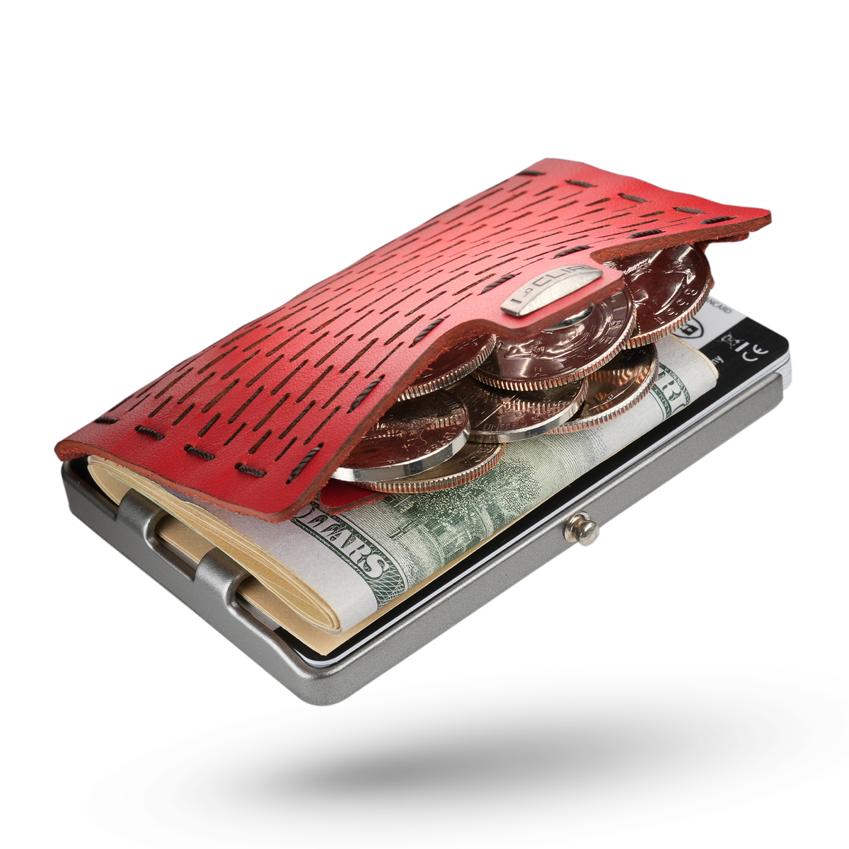 I-CLIP Original Silver with Coin Pouch Red
