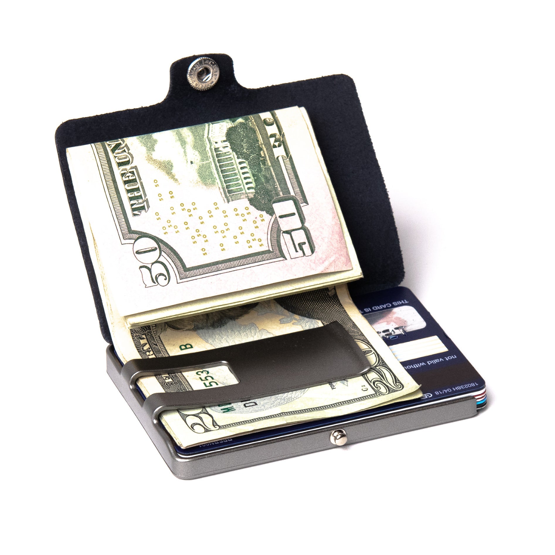 Full Grain Leather - Navy / Metallic Gray Frame - I-CLIP