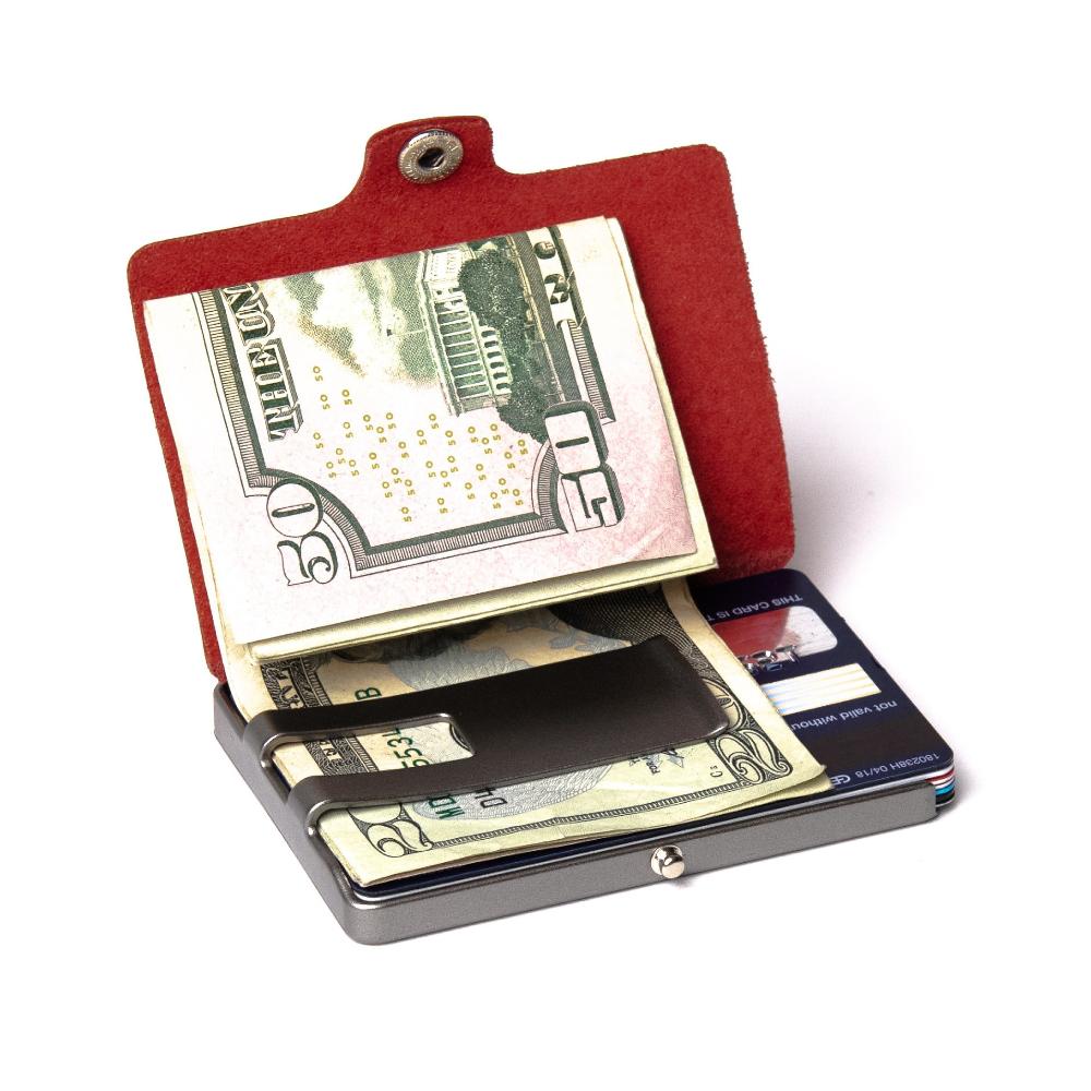 Full Grain Leather - Red / Metallic Gray Frame - I-CLIP