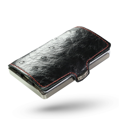 I-CLIP Titanium Polished Ostrich Black/Red